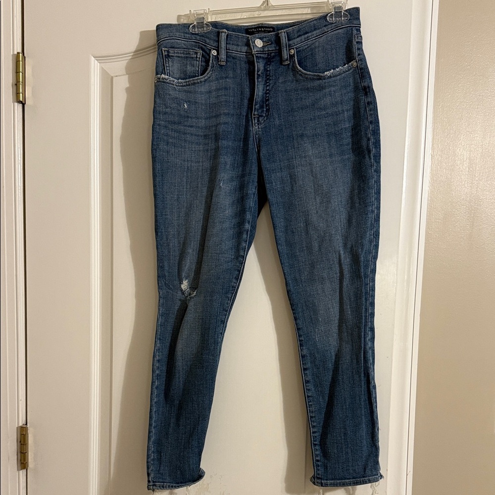 Lucky Brand Dark Blue Distressed Ankle Jean